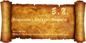 Bogosavljevics Nemere névjegykártya